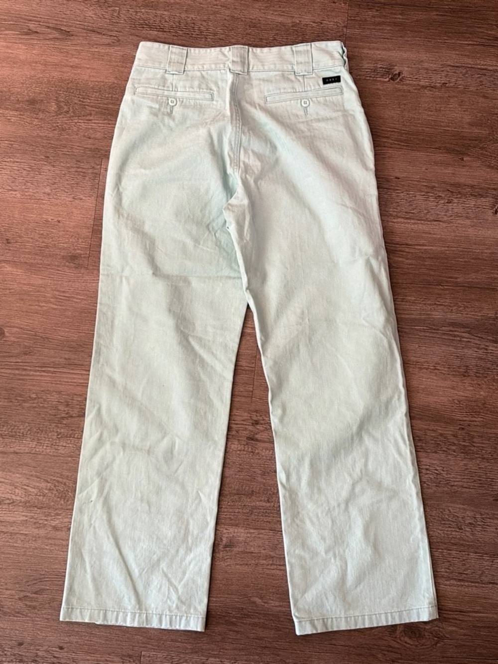 OBEY Women’s Organic Cotton Chino Pants Size 26 Mint Green Straight Leg Casual - Picture 2 of 5